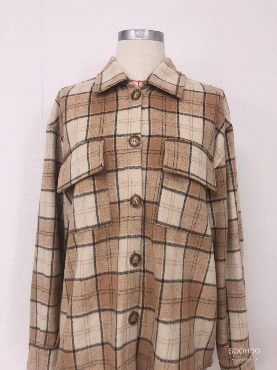 SH1001 Brown checked TOP