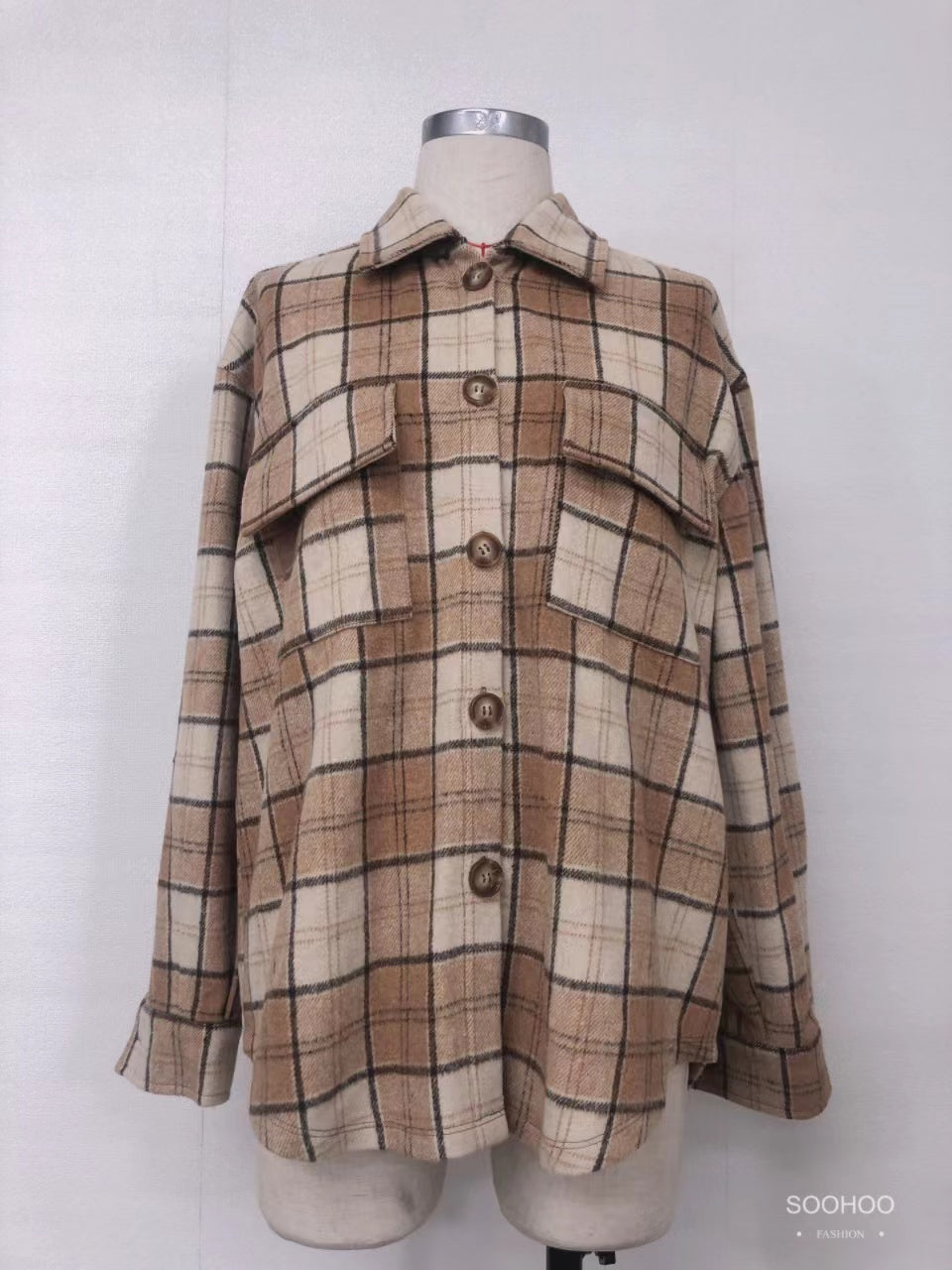 SH1001 Brown checked TOP