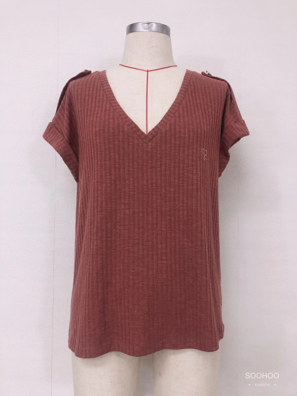 SH1003 Brown vertical stripe top