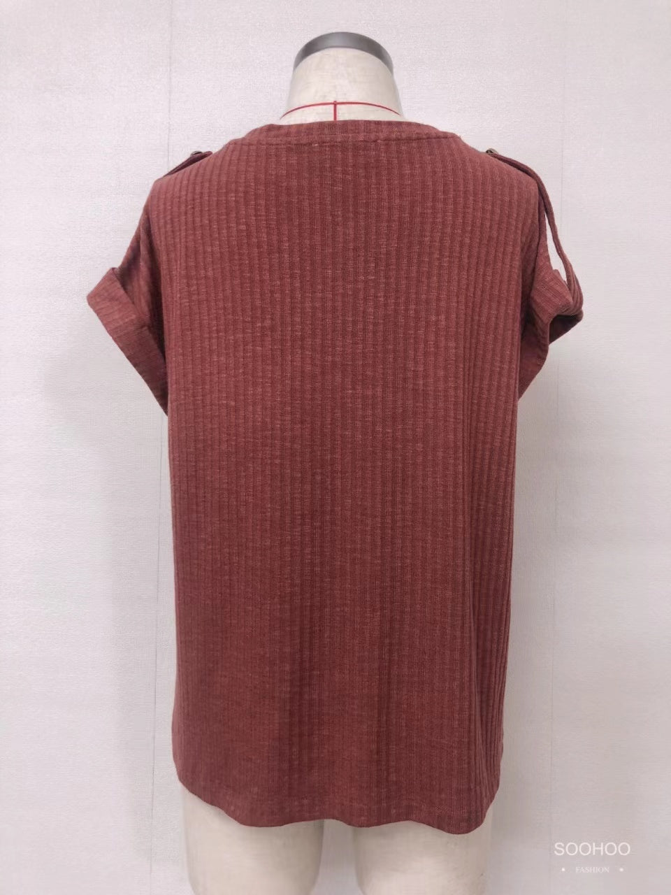 SH1003 Brown vertical stripe top