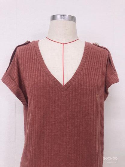 SH1003 Brown vertical stripe top