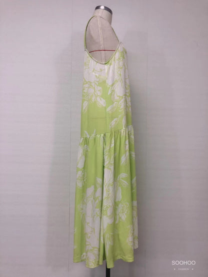 SH2003 Light green dress with large floral print