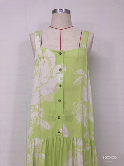 SH2003 Light green dress with large floral print