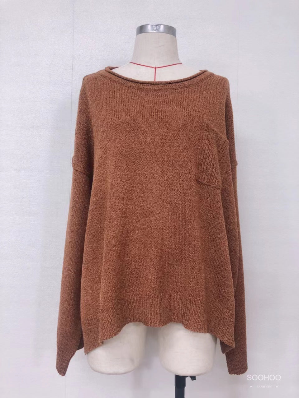 SH3002 Brown patchwork sweater