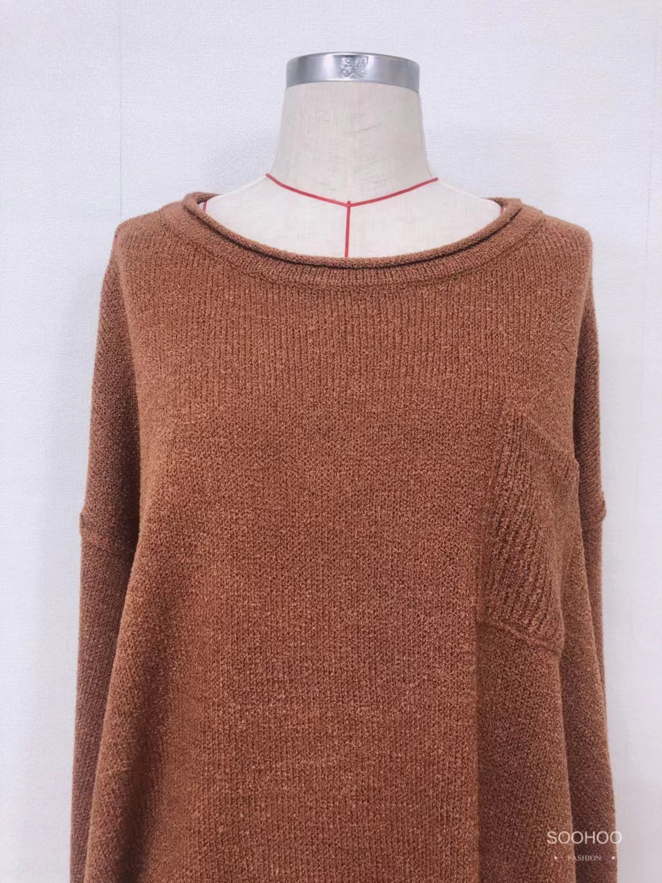 SH3002 Brown patchwork sweater